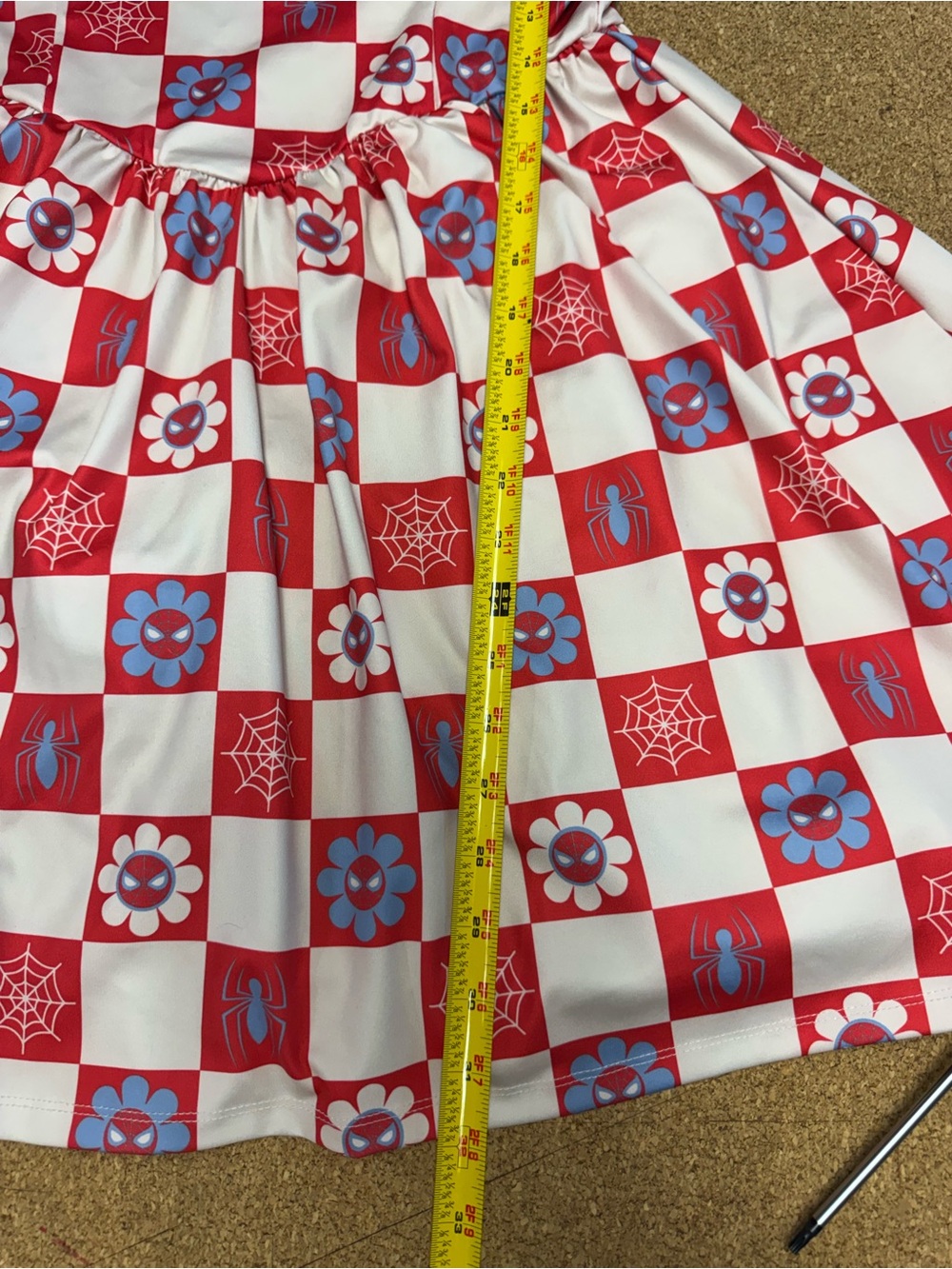 Marvel Red and Cream Checkerboard Spider-Web Mini Dress - Picture 13 of 14